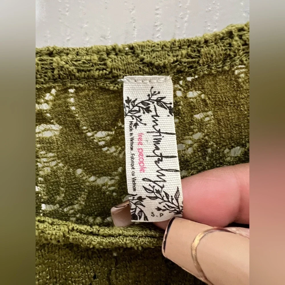 Free People Lace Green Top Sz S